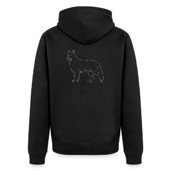 Weißer Schweizer Schäferhund - Unisex Premium Bio Zip Hoodie - Schwarz - Hinten - Nico (187cm)