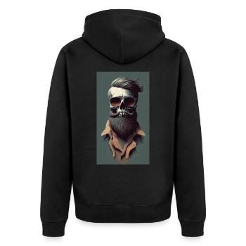 Hipster Skull - Unisex Premium Organic Zip Hoodie - black - Back - Nico (187cm)