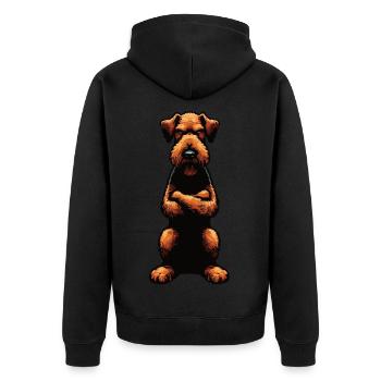 Airedale Terrier Airedales Airedaleliebhaber - Unisex Premium Bio Zip Hoodie - Schwarz - Hinten - Nico (187cm)