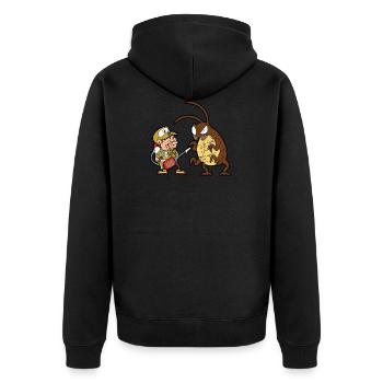 Retro vintage grunge style pest controller - Unisex Premium Organic Zip Hoodie - black - Back - Nico (187cm)