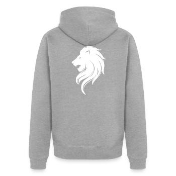 Lion - symbole - Veste à capuche bio Premium Unisexe - gris chiné - Dos - Nico (187cm)