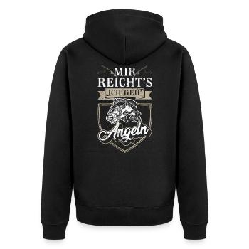 Angler | Mir reichts ich geh Angeln - Unisex Premium Bio Zip Hoodie - Schwarz - Hinten - Nico (187cm)
