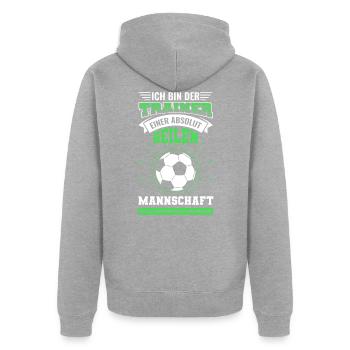 Fußballtrainer Trainer Mannschaft Spruch - Unisex Premium Bio Zip Hoodie - Grau meliert - Hinten - Nico (187cm)