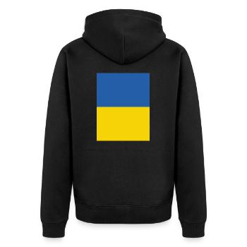 Solidarité avec l’Ukraine - Veste à capuche bio Premium Unisexe - noir - Dos - Nico (187cm)