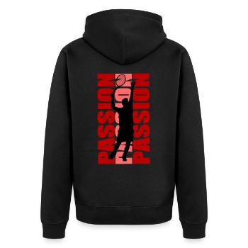 Tennis - Unisex Premium Organic Zip Hoodie - black - Back - Nico (187cm)