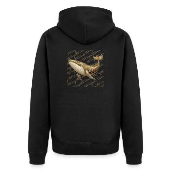 Golden Whale - Unisex Premium Organic Zip Hoodie - black - Back - Nico (187cm)