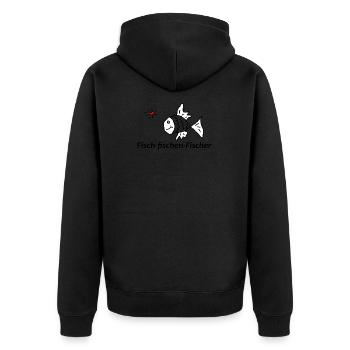 Fisch fischen Fischer - Unisex Premium Bio Zip Hoodie - Schwarz - Hinten - Nico (187cm)