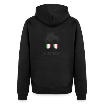 Bropair Italien Reise Auslandsjahr Bro-Pair Aupair - Unisex Premium Bio Zip Hoodie - Schwarz - Hinten - Nico (187cm)