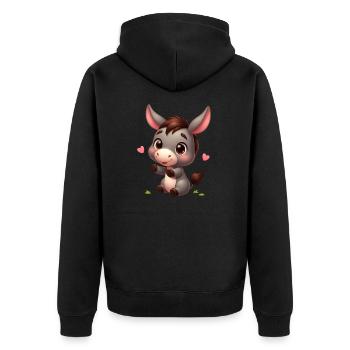 Esel 4 - Unisex Premium Bio Zip Hoodie - Schwarz - Hinten - Nico (187cm)