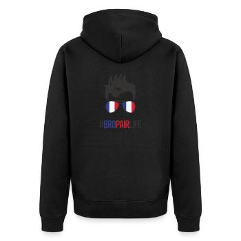 Bropair Frankreich Bro-Pair Au Pair Auslandsjahr - Unisex Premium Bio Zip Hoodie - Schwarz - Hinten - Nico (187cm)