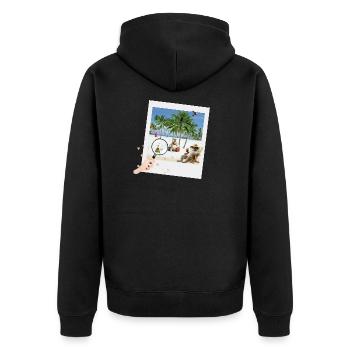 Weihnachten ist überall - Unisex Premium Bio Zip Hoodie - Schwarz - Hinten - Nico (187cm)
