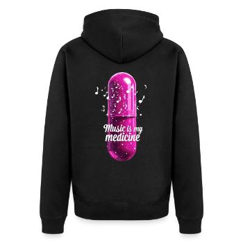 Musik ist meine Medizin für Musikliebhaber - Unisex Premium Bio Zip Hoodie - Schwarz - Hinten - Nico (187cm)