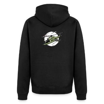 Sonne Kampfhubschrauber MI 24 Sowjetisch Russland - Unisex Premium Bio Zip Hoodie - Schwarz - Hinten - Nico (187cm)
