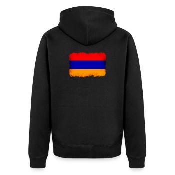 Armenien - Unisex Premium Bio Zip Hoodie - Schwarz - Hinten - Nico (187cm)