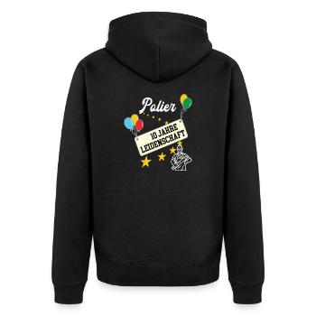 Polier Jubiläum 10 Jahre Bauleiter 10. Jubi 10th - Unisex Premium Bio Zip Hoodie - Schwarz - Hinten - Nico (187cm)
