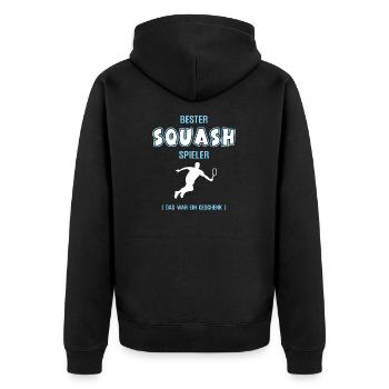 Bester Squash Spieler Squasher Squashspieler - Unisex Premium Bio Zip Hoodie - Schwarz - Hinten - Nico (187cm)