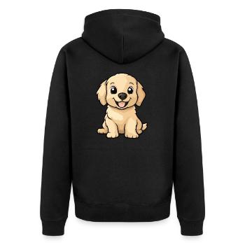 Golden Retriever Hund Niedlich - Unisex Premium Bio Zip Hoodie - Schwarz - Hinten - Nico (187cm)