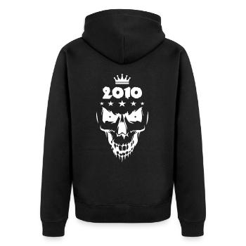 2010 Totenkopf - Unisex Premium Bio Zip Hoodie - Schwarz - Hinten - Nico (187cm)