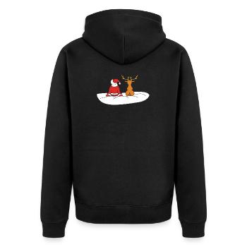 Weihnachtsmann Rentier - Unisex Premium Bio Zip Hoodie - Schwarz - Hinten - Nico (187cm)