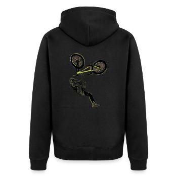 mtb Mountainbike Mountainbiker Fahrrad - Unisex Premium Bio Zip Hoodie - Schwarz - Hinten - Nico (187cm)