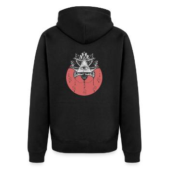 Mystical All Seeing Eye Design - Unisex Premium Organic Zip Hoodie - black - Back - Nico (187cm)