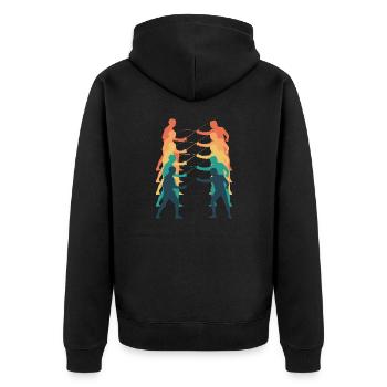 Fencing Retro - Unisex Premium Organic Zip Hoodie - black - Back - Nico (187cm)