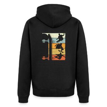 Vintage Skate Retro Skateboarding Skater Stunt Jun - Unisex Premium Bio Zip Hoodie - Schwarz - Hinten - Nico (187cm)