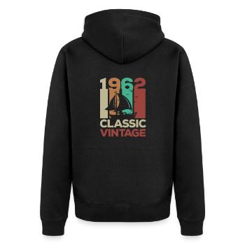 60. Geburtstag 1962 Segler Segeln Retro Vintage - Unisex Premium Bio Zip Hoodie - Schwarz - Hinten - Nico (187cm)