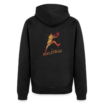 Basketball Vintage Basketball Geschenkidee Slam Du - Unisex Premium Bio Zip Hoodie - Schwarz - Hinten - Nico (187cm)