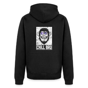 Chill Bro - Cooler Affe mit Sonnebrille Geschenkid - Unisex Premium Bio Zip Hoodie - Schwarz - Hinten - Nico (187cm)