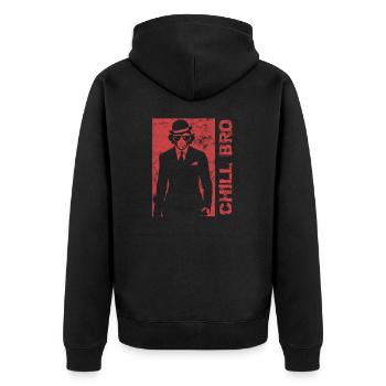 Cooler Affe Gorilla - Chill Bro Geschenk - Unisex Premium Bio Zip Hoodie - Schwarz - Hinten - Nico (187cm)