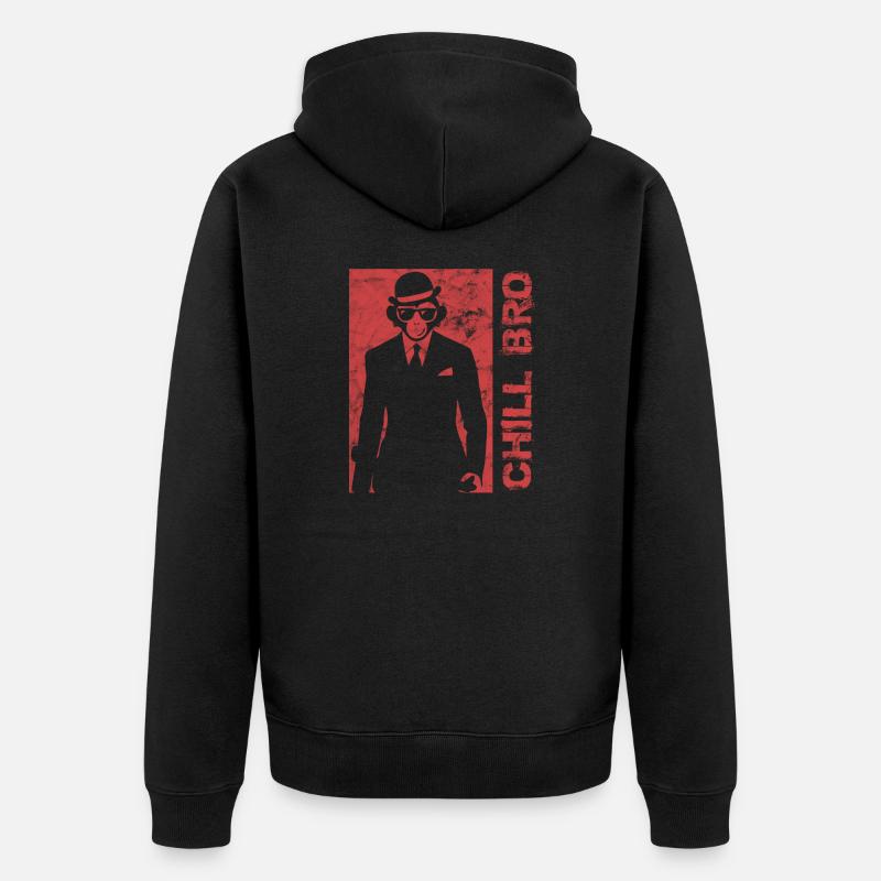 Cooler Affe Gorilla - Chill Bro Geschenk - Unisex Premium Bio Zip Hoodie - Schwarz