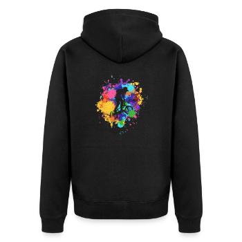 BMX Kleidung Kinder, Erwachsene BMX Geschenk - Unisex Premium Bio Zip Hoodie - Schwarz - Hinten - Nico (187cm)