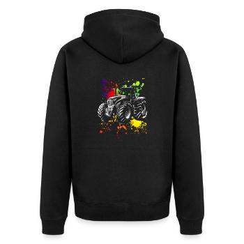 Traktor Retro Traktor Vintage Bauer Landwirt Trakt - Unisex Premium Bio Zip Hoodie - Schwarz - Hinten - Nico (187cm)