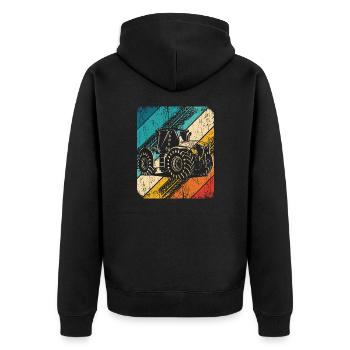 Traktor Retro Traktor Vintage Bauer Landwirt Trakt - Unisex Premium Bio Zip Hoodie - Schwarz - Hinten - Nico (187cm)