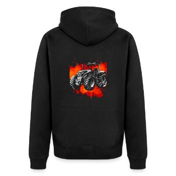 Traktor Retro Traktor Vintage Bauer Landwirt Trakt - Unisex Premium Bio Zip Hoodie - Schwarz - Hinten - Nico (187cm)