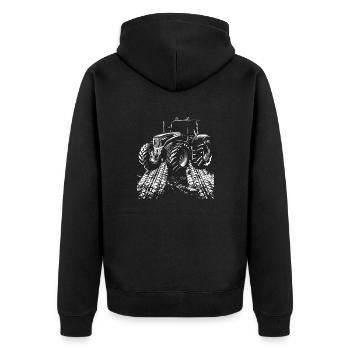 Traktor Retro Traktor Vintage Bauer Landwirt Gesch - Unisex Premium Bio Zip Hoodie - Schwarz - Hinten - Nico (187cm)