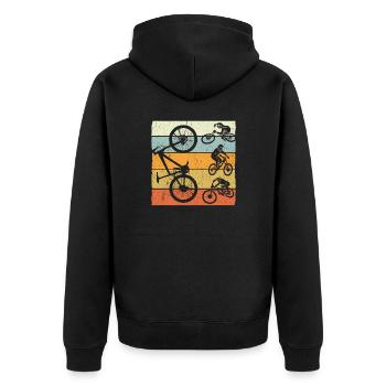 MTB Kleidung Kinder, Erwachsene MTB Geschenk Mount - Unisex Premium Bio Zip Hoodie - Schwarz - Hinten - Nico (187cm)