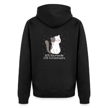 Katzen Katzenhaare Katzenbesitzer Katzenliebhaber - Unisex Premium Bio Zip Hoodie - Schwarz - Hinten - Nico (187cm)