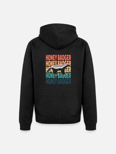 Honey Badger Retro - Unisex Premium Organic Zip Hoodie - black