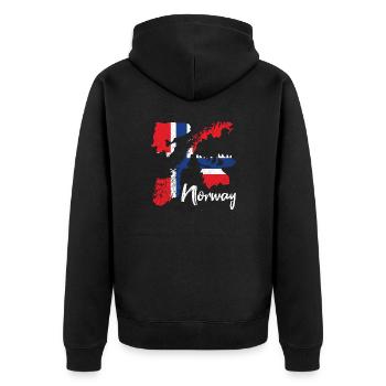Norwegen Urlaub Norwegen Landkarte Angeln Norwegen - Unisex Premium Bio Zip Hoodie - Schwarz - Hinten - Nico (187cm)