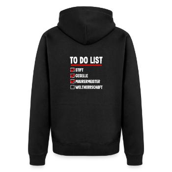 Handwerker Meister Maurer Maurermeister Prüfung - Unisex Premium Bio Zip Hoodie - Schwarz - Hinten - Nico (187cm)