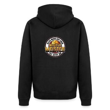Handwerker Meister Maurer Maurermeister Prüfung - Unisex Premium Bio Zip Hoodie - Schwarz - Hinten - Nico (187cm)