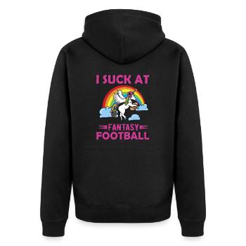 Je suis nul chez Fantasy Football Unicorn Rainbow Loser - Veste à capuche bio Premium Unisexe - noir - Dos - Nico (187cm)
