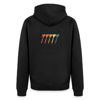 Dart Arrows Funny Dart Player - Unisex Premium Bio Zip Hoodie - Schwarz - Hinten - Nico (187cm)