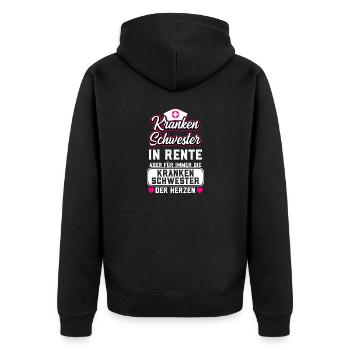 Rente Ruhestand Krankenschwester - Unisex Premium Bio Zip Hoodie - Schwarz - Hinten - Nico (187cm)