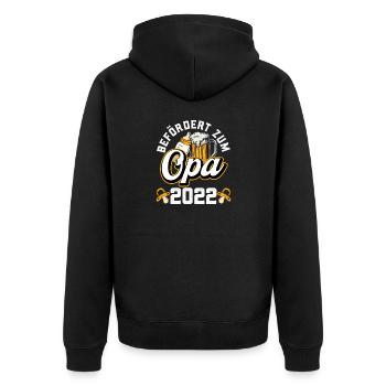Stolzer Opa 2022 Befördert zum Opa - Unisex Premium Bio Zip Hoodie - Schwarz - Hinten - Nico (187cm)