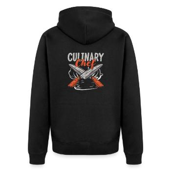 Culinary Culinarian Knives - Unisex Premium Bio Zip Hoodie - Schwarz - Hinten - Nico (187cm)
