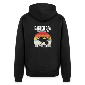 Garten Opa - wie ein normaler Opa nur viel cooler - Unisex Premium Bio Zip Hoodie - Schwarz - Hinten - Nico (187cm)