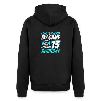 13th Birthday Gamer Gaming - Unisex Premium Organic Zip Hoodie - black - Back - Nico (187cm)